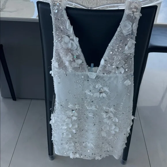 White Fox bridal white embellished mini dress xs - Picture 5 of 9